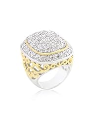 CZ Cushion Pave Filigree Cocktail Ring