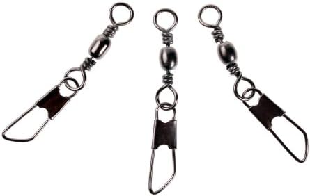 Egoodbest 20pcs Barrel Swivel with Safty Snap Connector Solid Rings Fishing For Fishing Tackle