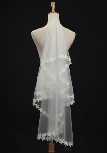 1t 1 Tier Flowers Edge Bridal Wedding Veil
