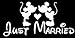 Just Married Mickey and Minnie White Decal Vinyl Sticker|Cars Trucks Vans Walls Laptop| White |7.5 x 3.5 in|LLI625