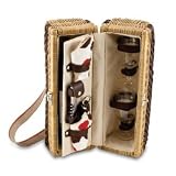Picnic Time Bacchus Insulated Wine Basket with Service for Two, Moka