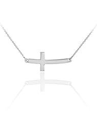 925 Sterling Silver Sideways Cross Curved Cute Necklace