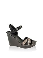 BUT-S Sandalias de cuña (Negro / Beige)
