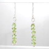 Green Peridot and Sterling Silver Dangle Earrings, #8629