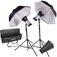 Flashpoint 320M Portrait Wedding Monolight Kit, with Two 320 Monolights,9.5' Stands,Umbrellas, Snoot and Carrying Case