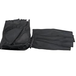 New Black Fingerless Leather Gel Pad Biker Cycle Gloves 2xl