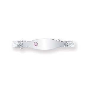 Chic Silver Childs Pink Cubic Zirconia Identity Expanding Bangle