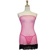 Fishnet Tube Dress With G-String 2pc set - Pink