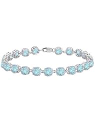 Sterling Silver Prong Set Round Aquamarine Bracelet with 12.00 CT TGW