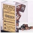 Chessex Dice: Polyhedral 7-Die Gemini Dice Set - Black & Copper w/white