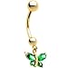 14k Yellow Gold Butterfly May Birthstone Belly Ring