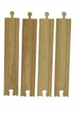 Wooden Train Railway System - Spare Long Straight Track x 4 (Compatible with leading wooden rail systems) - Wooden Toy