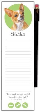 Wellspring Magnetic Refrigerator Note Pad with Pencil, Dog Breeds, Chihuahua