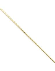 1mm Solid 14K Yellow Gold High Polish Classic Box Link Chain Necklace with Spring-Ring Clasp - 18" inches