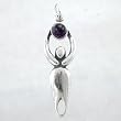 Celestial Lunar Goddess Pendant in Sterling Silver with an Amethyst Gemstone Moon, #8717