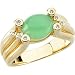 14K Yellow Gold Chrysoprase and Diamond Ring