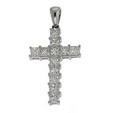 14k White Cross 1.2 Ct Diamond Pendant