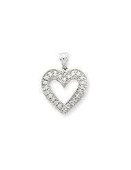 1/3 Carat Diamond Outlined Heart Pendant in 14k White Gold - 17mm