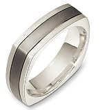 6mm 14 Karat White Gold & Titanium Square Wedding Band Ring