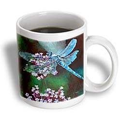 Taiche - Acrylic Painting - Dragonfly - Blue Dragonfly A dragonfly with blue body and irrI wouldescent wings on pink flowers - Mugs - 15oz Mug Taiche - Acrylic Painting - Dragonfly - Blue Dragonfly A dragonfly with blue body and irrI wouldescent wings on pink flowers - Mugs - 15oz Mug