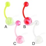 Flexible marble belly button ring, useful during pregnancy!