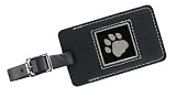 Black Pawprint Leather Luggage Tag