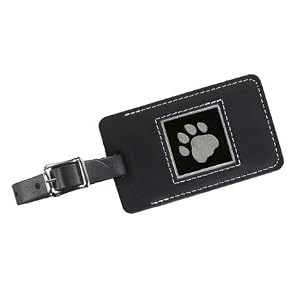 Buy Black Pawprint Leather Luggage Tag by Ahlers Designs