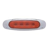 6 Red 4 LED Truck Trailer Side Marker Clearance Light Chrome Bezel 