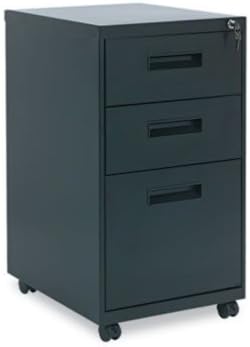 Alera Pabbfbl Three-Drawer Metal Pedestal File, 14 7/8W X 19-1/8D X 27-3/4H, Black