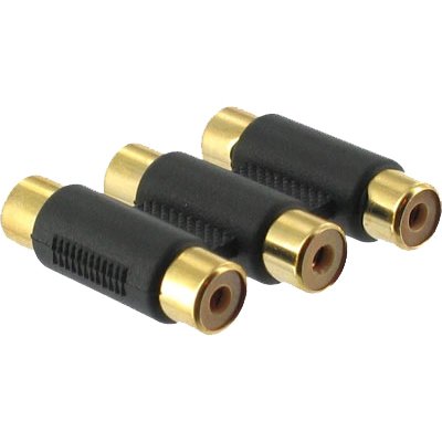 Euronetwork RCA phono triple coupler, 3xF to 3xF, Gold