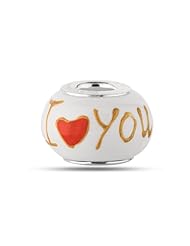 Sterling Silver I Love You White Enamel Bead