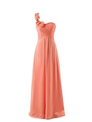 Lace Asymmetric Wrap Floral Print Chiffon Full Length One Shoulder Evening Dress/Bridesmaid Dress 