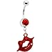 Ruby Red Gem Brilliant Hot Lips Belly Ring title=