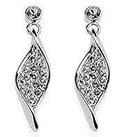 Silver Plated Diamanté Pave Twisted Drop Earrings