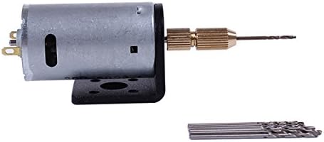 Micro Small DC 5-12V Electric Motor PCB Hand Drill Press Drilling Wood w/ 16pc 0.8mm-1.5mm Twisit Bits Stand Bracket 2.3mm Shaft