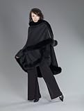 IMAGE OF Cashmere Wool Fox Trim Wrap Cape
