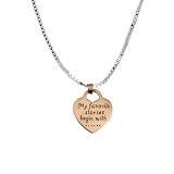 31lYT5Io2zL. SL160  Sterling Silver Jewelry: Sterling Silver with 14k Rose Gold Plated "My Favorite Stories Begin with One Time My Mom And I" Reversible Heart Pendant, 18"