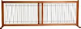 20 Tall Up To 72 Wide Wood & Wire Large Free Standing Pet Gate - Cherry Stain - Made in the USA