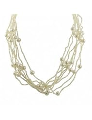 14K 8 strand 2mm seed pearl and 6.5-7mm freshwater cultured pearl necklace, 18"