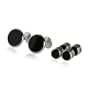 Onyx and Rhodium Silver Cufflinks and Studs