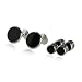 Onyx and Rhodium Silver Cufflinks and Studs Image