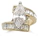 14k Gold Plated Marquise & Baguette CZ Engagement Ring