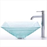 IMAGE OF Square Clear Alexandrite Glass Sink and Ramus Faucet Faucet Finish: Oil Rubbed Bronze