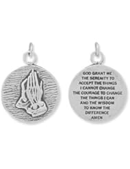 Sterling Silver Reversible Charm with Praying Hands and Prayer