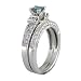 1.35 Ct White & Blue Princess Diamond Enagement Ring With Accent Diamonds And Wedding Band in 14K White Gold, Available in Sizes 4, 5, 6, 7, 8, & 9.