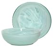 Recycled Art Glass Small White Snack Bowl 7 1/2"D, 2 1/2"H - Set / 2