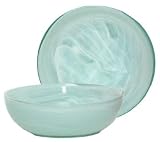 Recycled Art Glass Small White Snack Bowl 7 1/2"D, 2 1/2"H - Set / 2