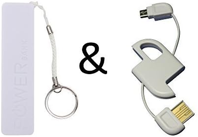 Lightning to USB Travel Charger Cable AND Power Bank Compact Portable Reserve External Battery Keychain Works with Apple Iphone 6S Plus 6 5 5c 5s Ipad Ipod