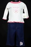 Tuti Fruiti New Fall/Winter Infant Baby Girls Dark Pink Embroidered Rose Denim Pant Set-18 Months