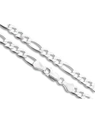 Diamond-Cut 6mm Wide Sterling Silver 20" Figaro Chain Necklace Italian Made